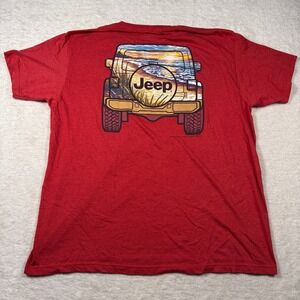 Jedco Men's XXL Red Jeep Graphic T-Shirt SUV Beach Sunset‎ Graphic Tee